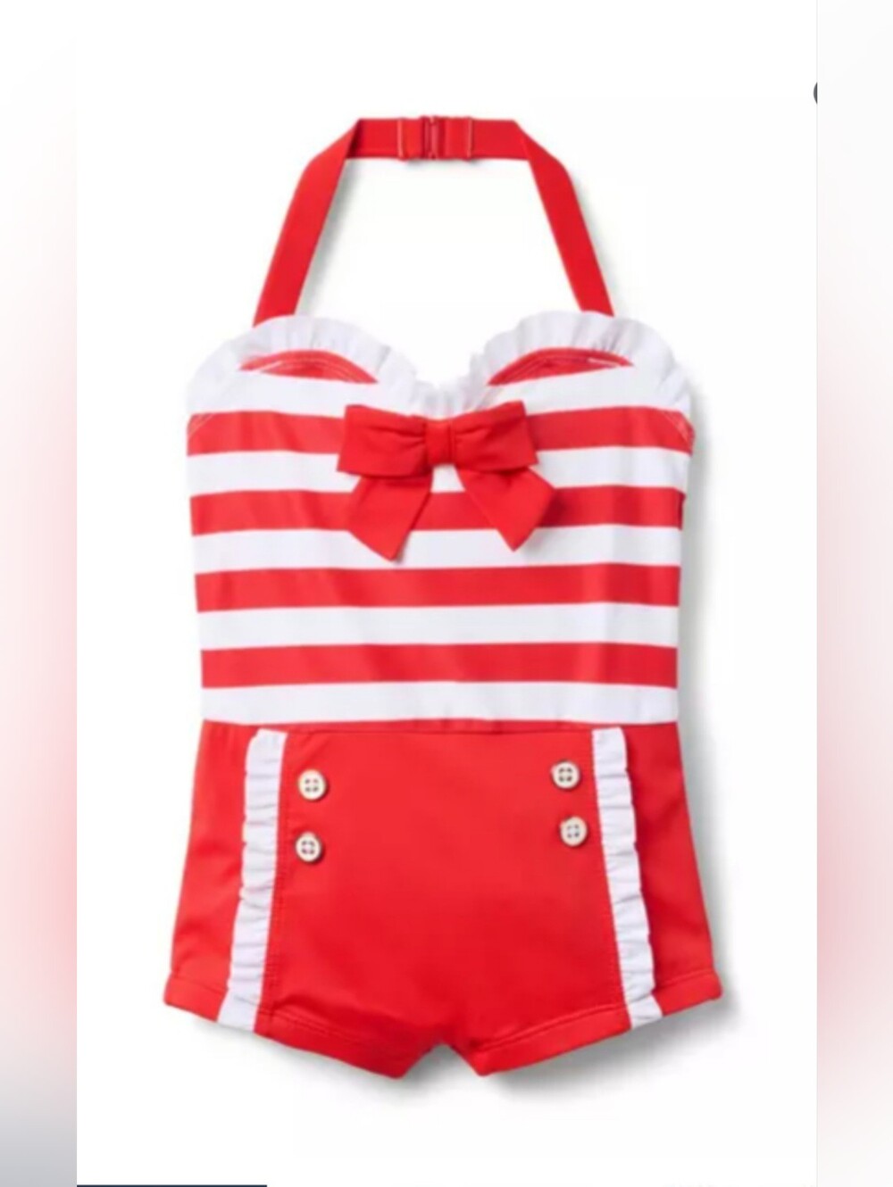 Janie & Jack cherry red retro stripe swimsuit